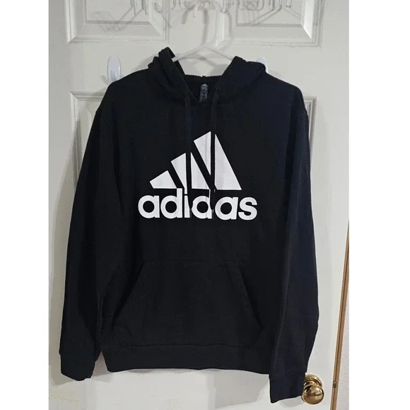 Adidas Golf Mens Black Fleece Hoodie Sweatshirt White Logo Size Medium