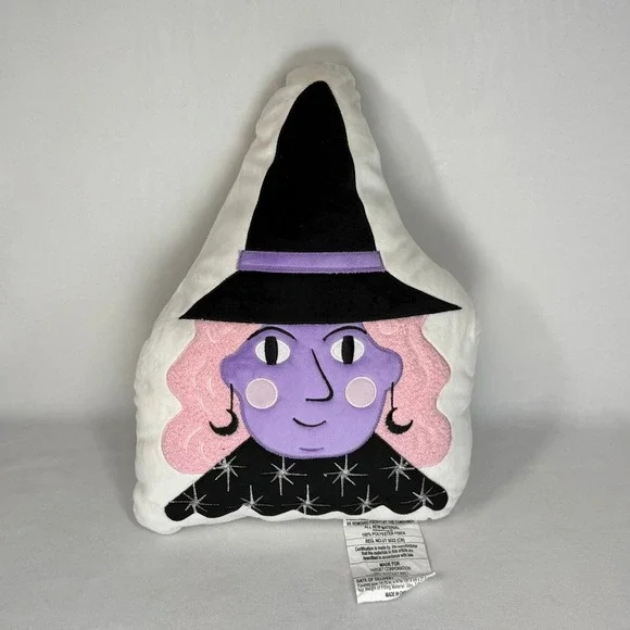 Hyde and EEK Boutique Halloween Witch Decorative Pillow Purple Pink 15x11 Plush