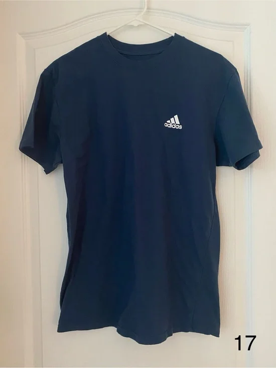adidas Navy Short-Sleeve Crew Tee with White Logo