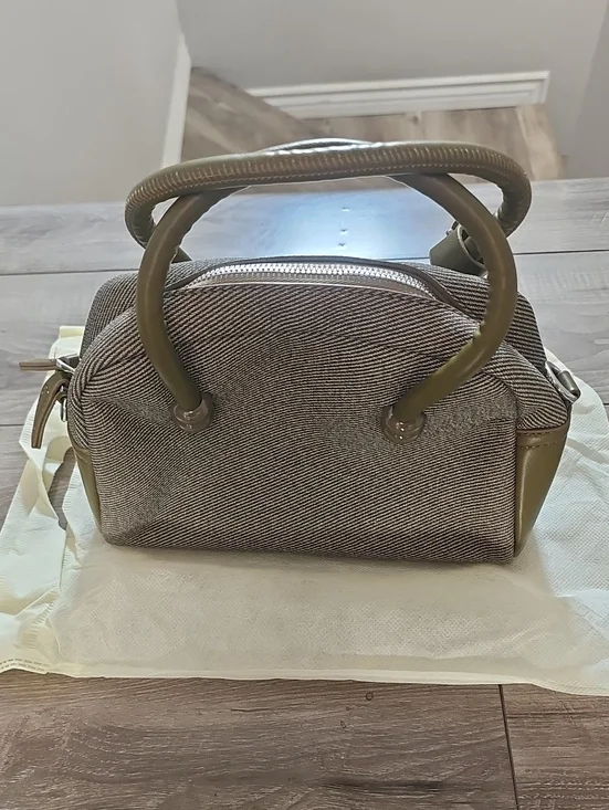 Olive Green Top-Handle Canvas Mini Bag