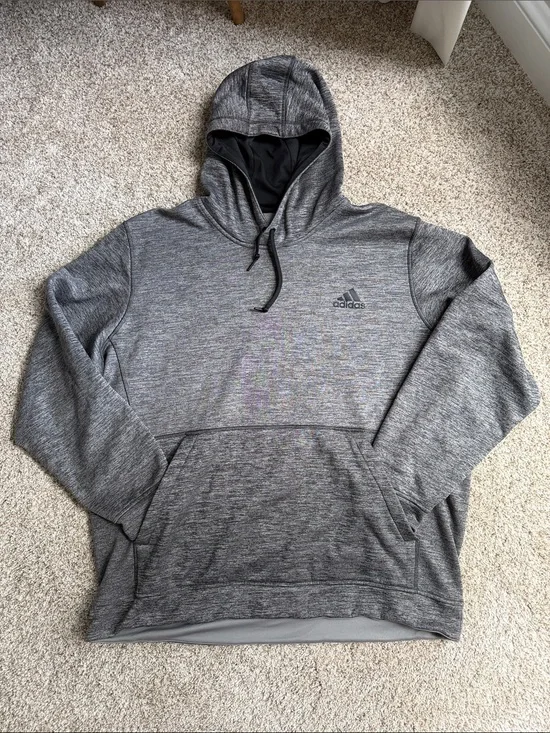 ADIDAS ClimaWarm Heathered Gray/Black Athletic Hoodie