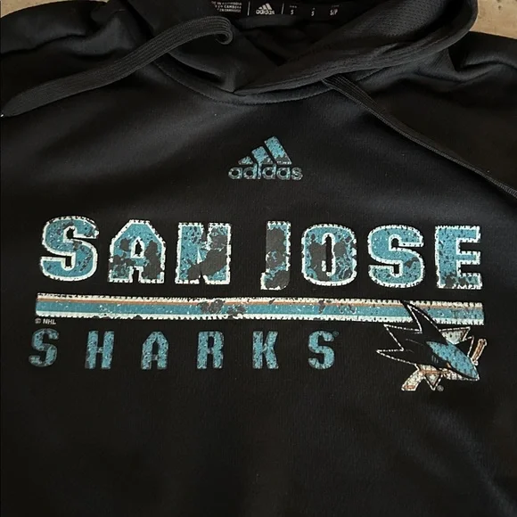 Adidas San Jose Sharks Classic Black‎ Pullover Hoodie With Kangaroo Pocket