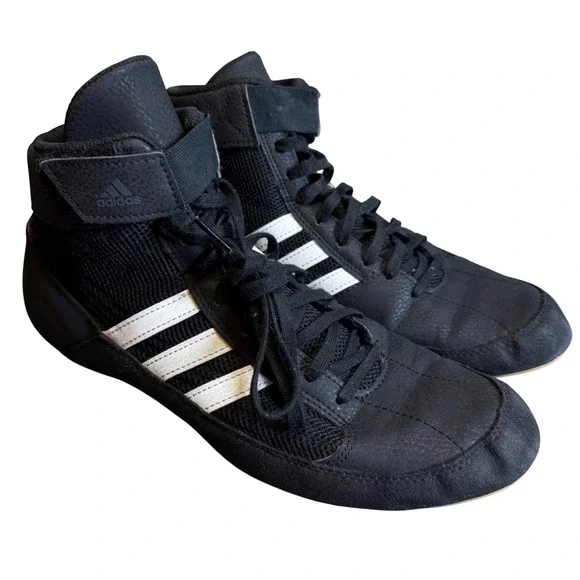Adidas HVC Wrestling‎ Shoes Mens 10 Black White High Top AQ3325 Combat Training