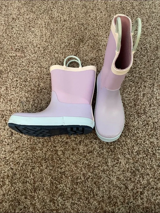 Target Kids Pink Rain Boots with Pull Handles size 12