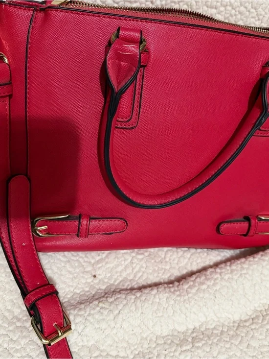 Vintage Red Satchel with Gold Hardware