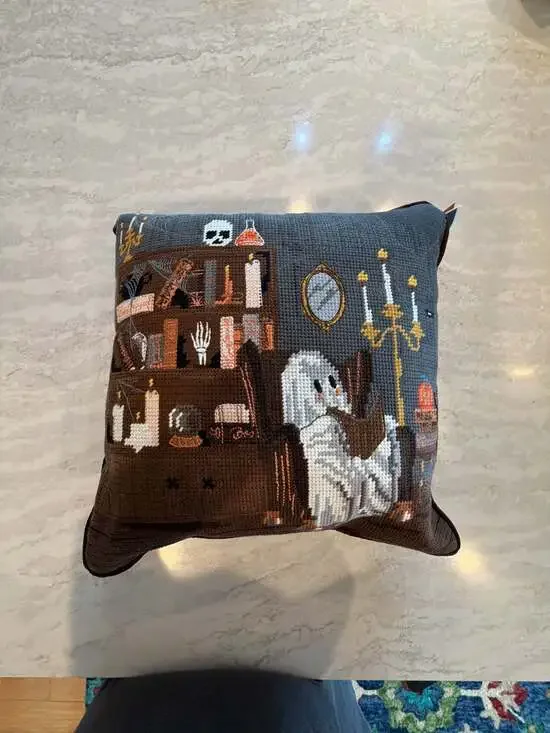 Halloween Ghost Library Decorative Pillow 14x14