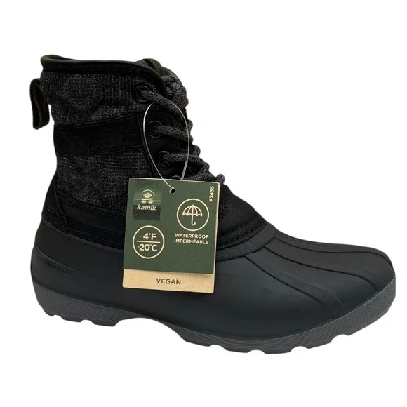Kamik Little Girls Mid-Calf Vegan Boots Size 12 Black Waterproof Insulated Shoes