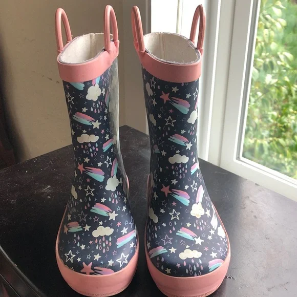 Western Chief clouds and stars rain boots size 10 girls