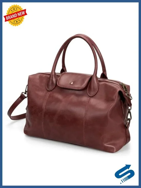 Vintage Genuine Leather Satchel Tote Bag for Women, Top Handle, Crossbody