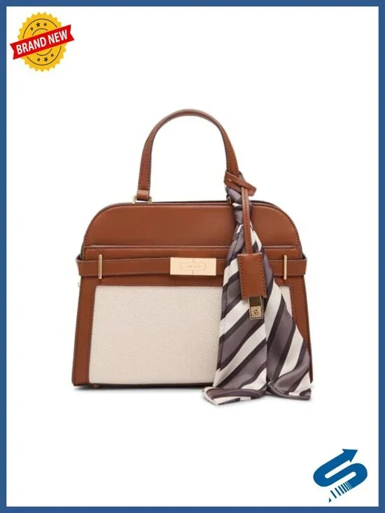 Anne Klein Belted Medium Satchel Purse Handbag Convertible Strap