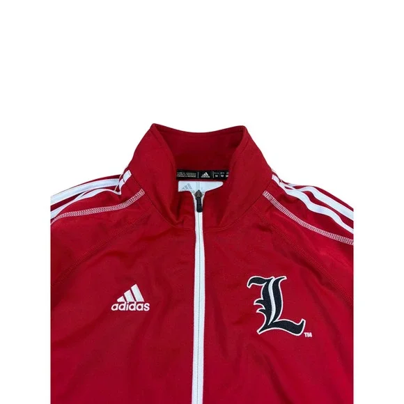 Adidas Louisville Cardinals Red Track Jacket Mens Medium Full Zip Up NCAA