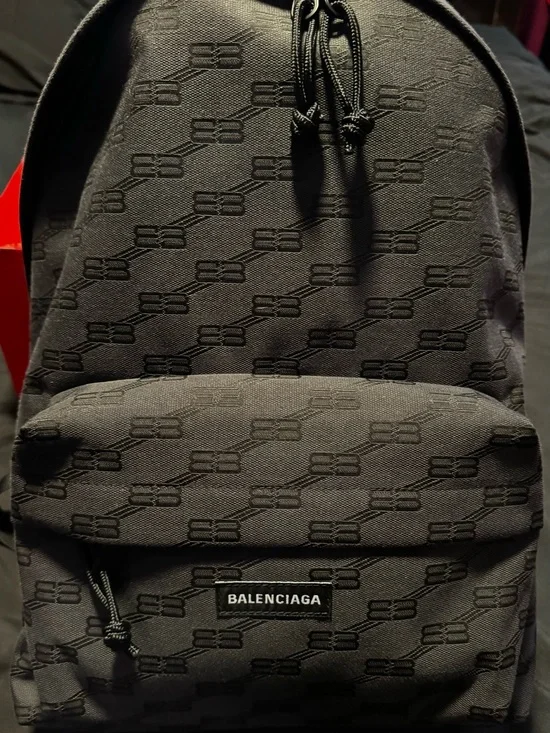 Balenciaga Gray & Black Monogram Backpack w/ Dust Bag & Original Box