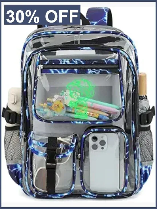 Clear Backpack for Boys Men, Luminous Anime PVC Transparent Backpack School