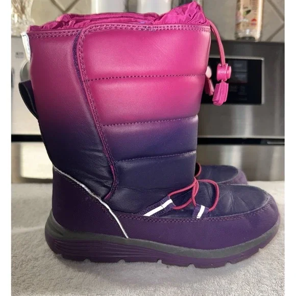 Land's End Little Girl‎ Snow Flurry Boots Pull On Pink Youth Size 2 Insulated