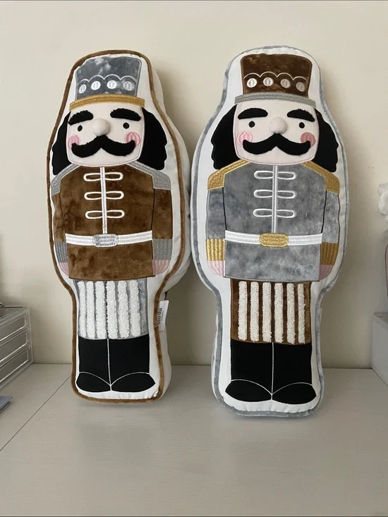 Martha Stewart Nutcracker Holiday Plush Pillows in Brown, Gray, Black and White