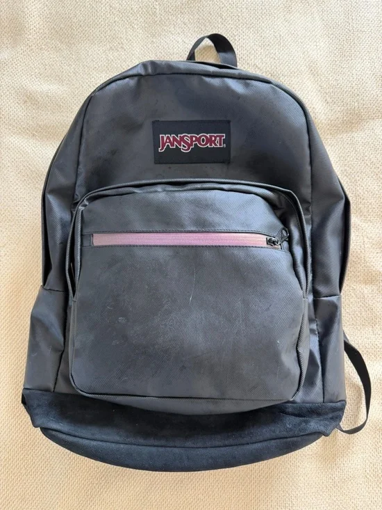 JanSport Main Campus Black Suede Bottom Backpack Laptop School Bag JS0A4QUL