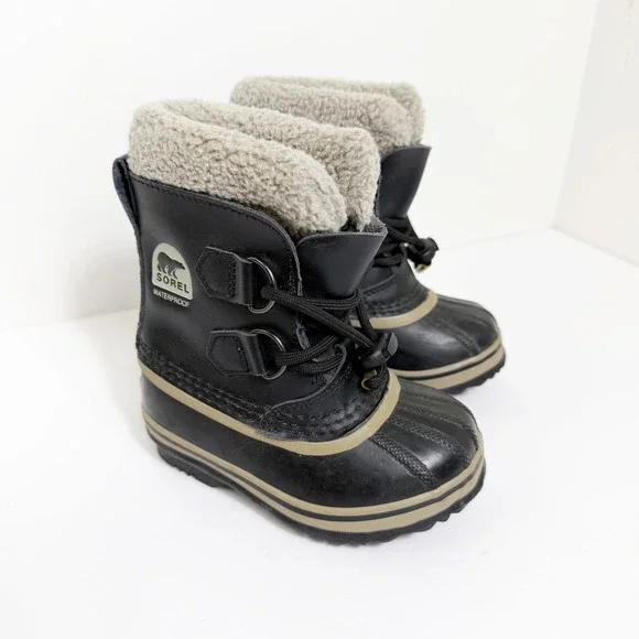 Sorel Yoot Pac TP Snow Boots Kids Size 9 Black Waterproof Insulated Winter Shoes