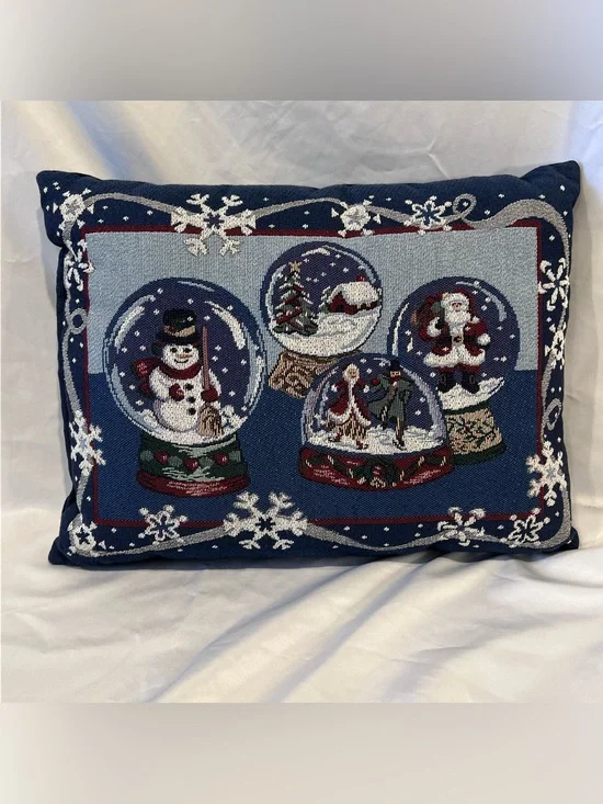 Christmas Snow Globe Tapestry Accent Throw Pillow