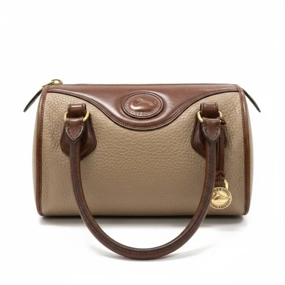 Vintage Dooney & Bourke AWL Leather Small Satchel Speedy Taupe Brown USA