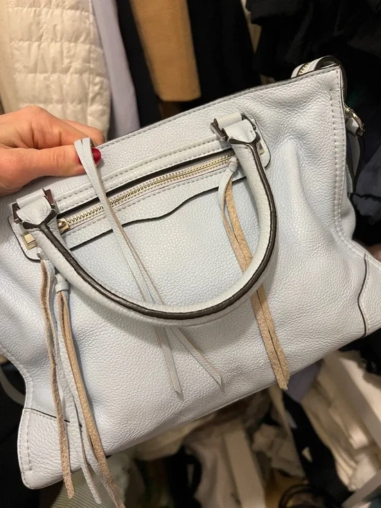 Rebecca Minkoff Light Blue Regan Leather Satchel with Tassel Details