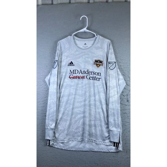 Adidas Houston Dynamo Jersey Mens XL Grey Excellent MLS Soccer Long Sleeve Top