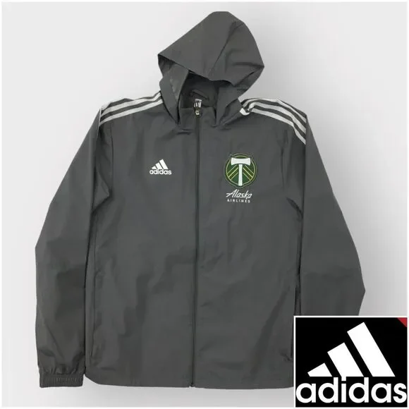 ADIDAS Tiro 21 Mens‎ Windbreaker Jacket Full Zip Hood Portland Timbers Size S