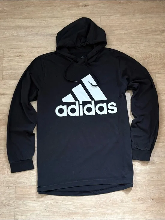 Adidas Black Logo Pullover Hoodie Size L