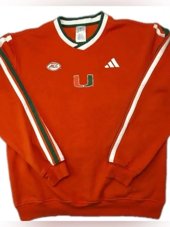 Adidas Miami Hurricanes Crewneck Sweatshirt XL NWT Orange NCAA