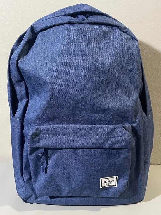 NWT Herschel Supply Co Classic Backpack Dark Chambray Crosshatch Blue Bookbag