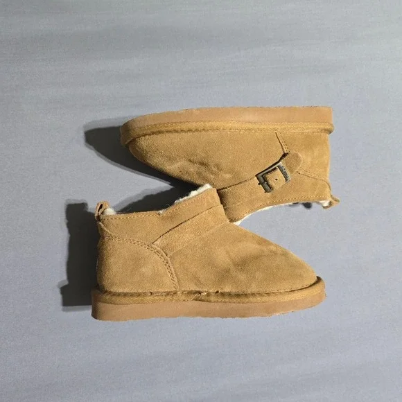 Bearpaw Pawz Kids Tan Suede Fur Lined Winter Boots Toddler Size 12