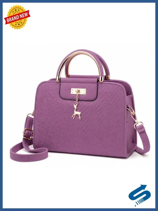 Faux Leather Croc Texture Top Handle Satchel Purse - Crossbody Work Party