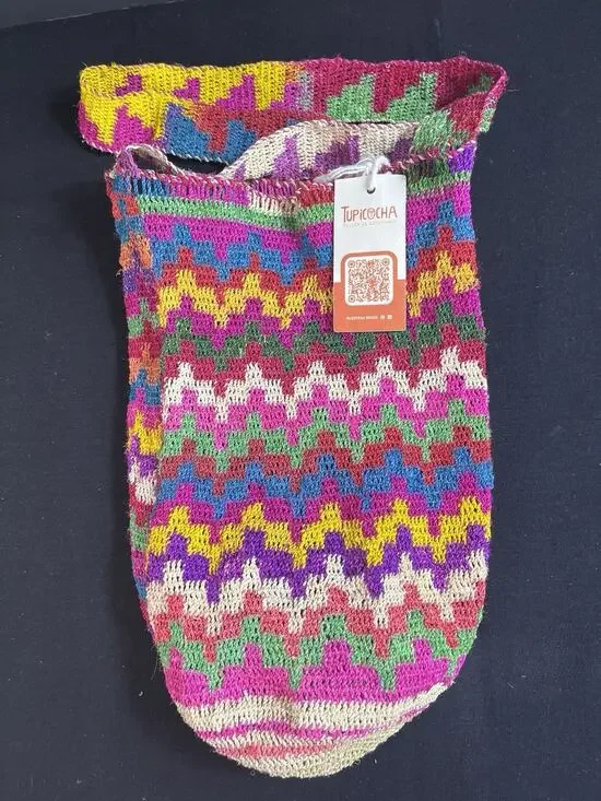 Rare Peruvian Ceremonial Shicra Bag Casca Fiber Handwoven 13