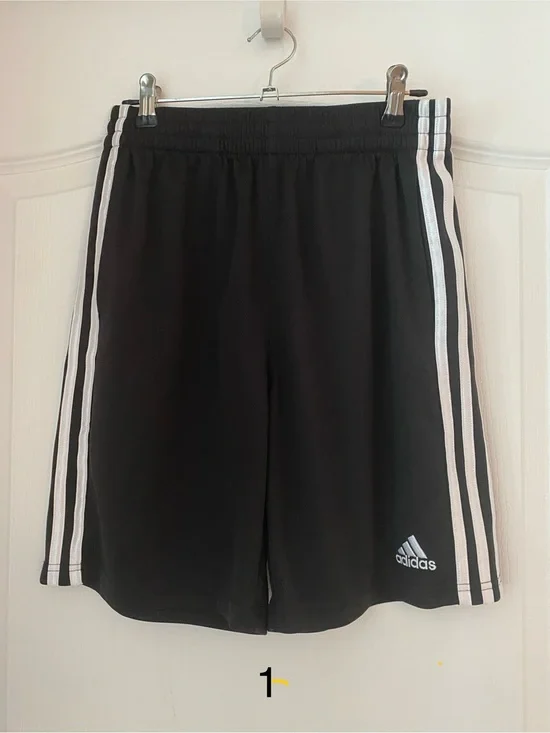 adidas Black Athletic Shorts with White Side Stripes
