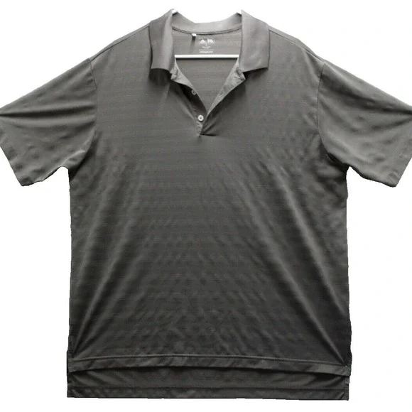 Adidas Golf Mens Polo Shirt‎ Gray Stripe Short Sleeve Performance Size L