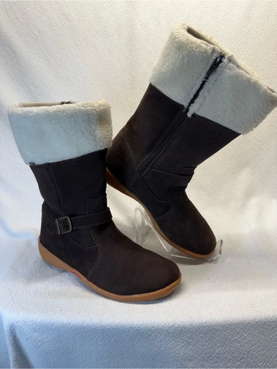 Merrell Dark Brown Faux-Shearling Mid-Calf Winter Boots Boys or Girls Waterproof