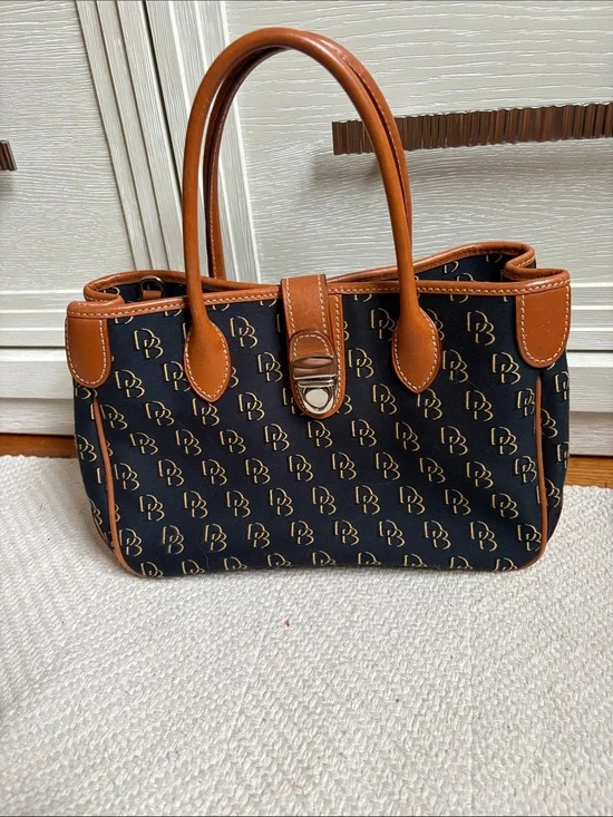 Dooney & Bourke Black Satchel with Brown Leather Trim