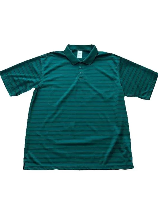 Adidas Climalite Mens XL Polo Shirt Emerald Green Stripe Short Sleeve