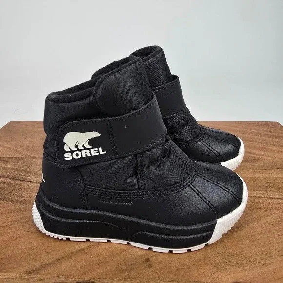 New Little Kids Sorel Whitney III Waterproof Black Winter Mid Boots Size 8 C