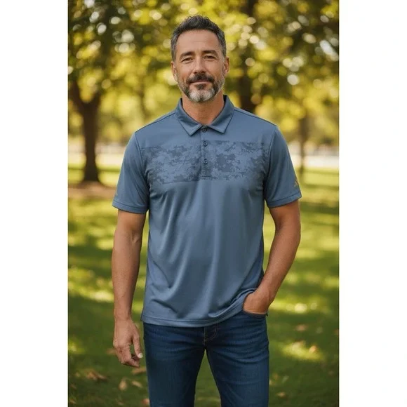 adidas Camo Chest Print Polo Shirt - Short Sleeve.