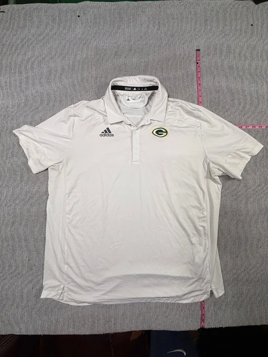 Green Bay Packers Adidas Polo Shirt Men's 2XL White NFL Golf