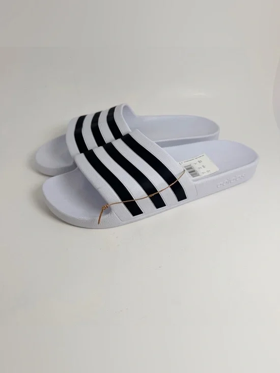 adidas White and Black Adilette Slide Sandals