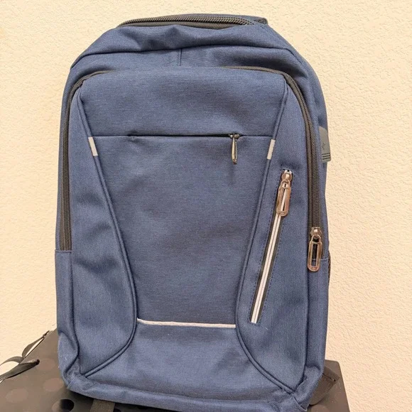 Laptop Backpack USB‎ Charging Port Water Resistant Dark Blue Anti-Theft