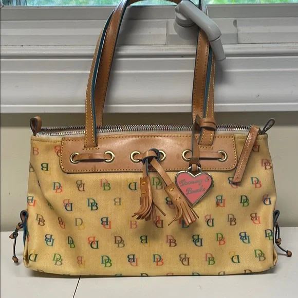 Vintage Dooney & Bourke Tan Satchel with Leather Trim