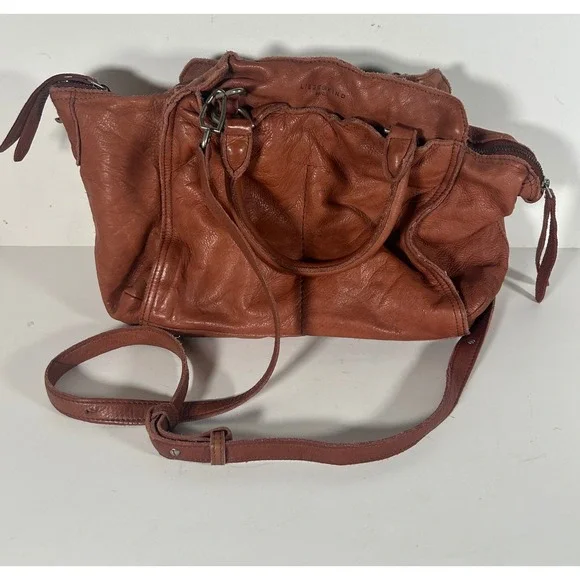 Liebeskind Berlin Cognac Brown Leather Satchel Crossbody Bag Handbag