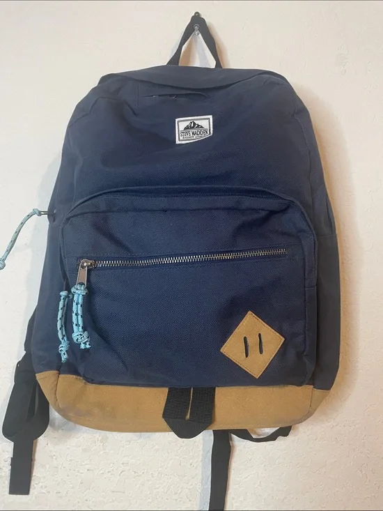 Steve Madden Navy and Tan Accent Backpack