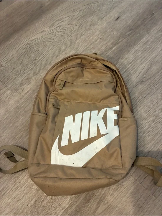 Nike Tan Backpack with White Swoosh Logo