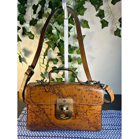 Patricia Nash Arlington Leather Satchel – European Map Print