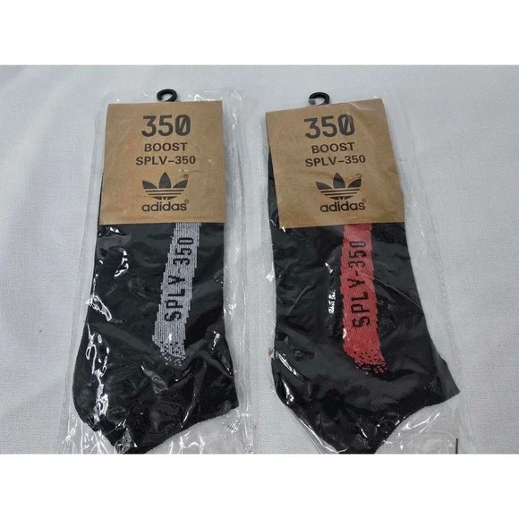 Adidas 350 Boost SPLV-350 Ankle Socks 2 Pair Set Black Red White Streetwear NEW