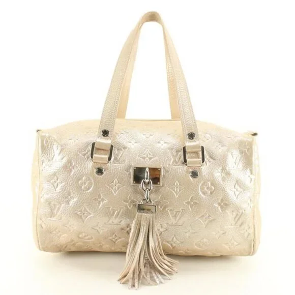 Louis Vuitton Metallic Champagne Leather Monogram Comet Boston Bag 39lu76s
