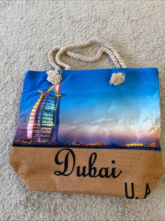 Dubai Skyline Rope-Handle Tote Bag